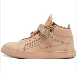 Giuseppe Zanotti Beige Crystal Strap High-Top Sneakers – Size 9